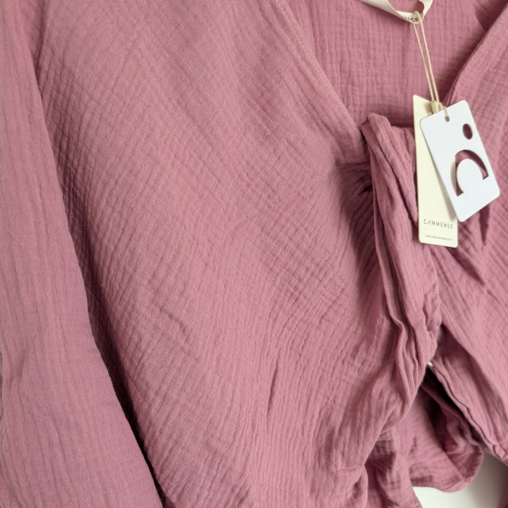 NWT Commense Mauve Tie-Front Blouse Crop Top In the Front - Picture 5 of 7